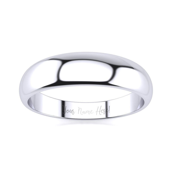 10K White Gold 5MM Heavy Tapered Ladies and Mens Wedding Band, Size 8.5
